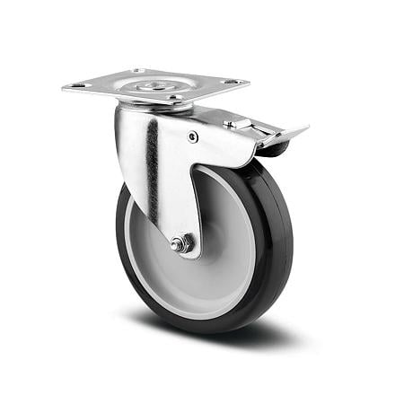 Rola pivotanta cu placa si frana, 75 x 25 mm, 60 kg