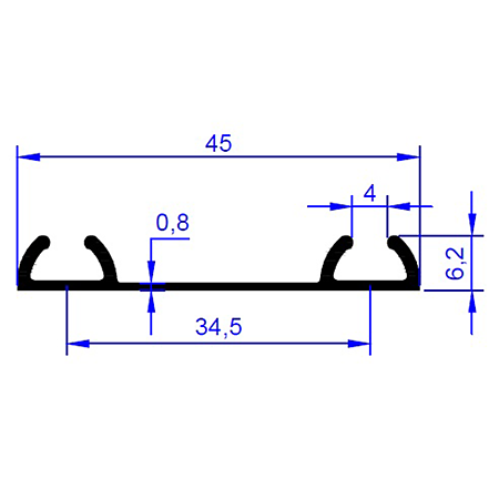 Profil de rulare ER5941, pentru sistem glisare PKL 1/2, 45 mm x 3 m, anodizat mat
