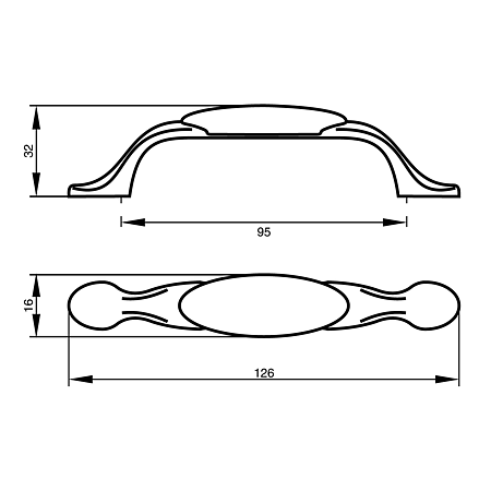 Maner Teko TIP5 2012-96-02, zamac + ceramica, antichizat, 96 mm
