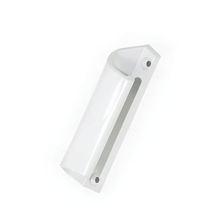 Maner pentru usa de balcon, tip scoica, aluminiu, alb