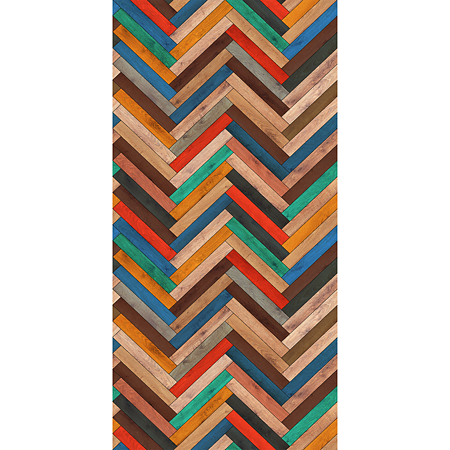 Covor modern Kitchen Wood DT02686_101, poliester, model geometric, multicolor, 70 x 140 cm