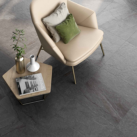 Gresie portelanata Halley de exterior/interior antracit mat, dreptunghiulara, 120 x 60 cm