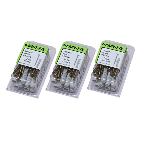 Diblu PP, D: 8 mm, cu surub 4 x 40 mm, 10 BUC