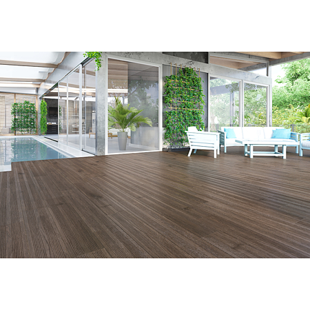 Gresie portelanata interior-exterior Kai Pine decking KY, maro, aspect de parchet, finisaj mat, 20.4 x 120.4 cm