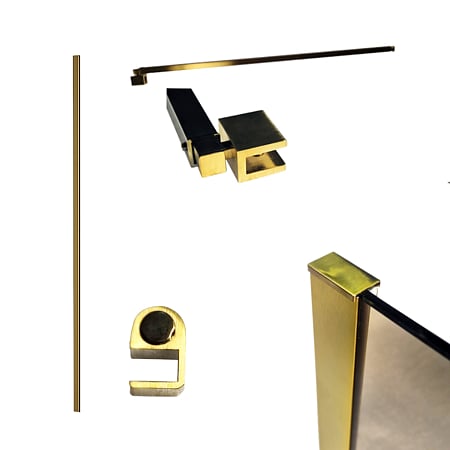 Kit instalare perete fix dus / walk in Sanotechnik D9000, finisaj auriu periat, reglabil 70 – 120 x 200 cm 