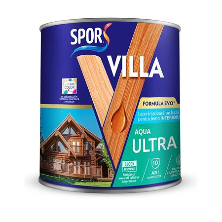 Lazura lemn Spor Villa Ultra Aqua, interior / exterior, pe baza de apa, incolor, 0.75 l