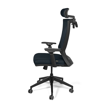 Scaun birou managerial bleumarin Kronsit Bergamo, tapiterie textila, rotativ, reglabil pe inaltime, 59 x 50 x 138 cm
