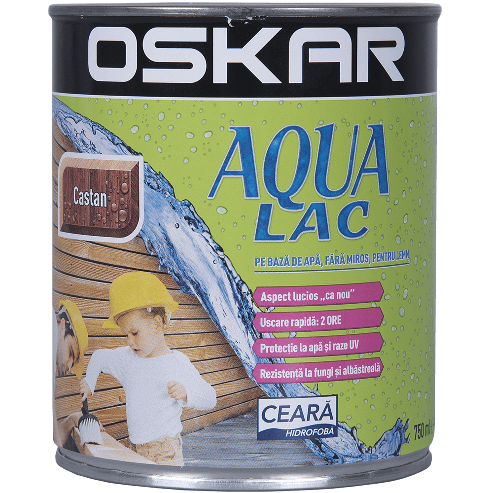 Lac pentru lemn Oskar Aqua, castan, interior/exterior, 0.75 l 0-75