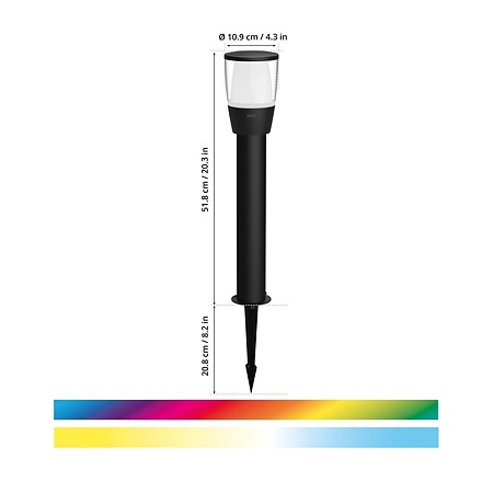 Stalp LED iluminat WiZ Elpas, negru, IP65, 3.6 W, 51.8 cm