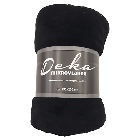 Patura pufoasa Coral Fleece, poliester, negru, 150 x 200 cm