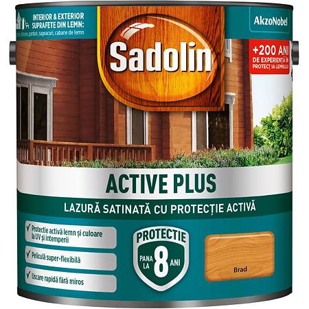 Lazura satinata pentru protectia lemnului Sadolin Active Plus WB, brad, interior/exterior, 5 l