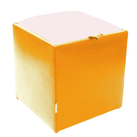 Taburet Box alb/ portocaliu IP, 37 x 37 x 42 cm