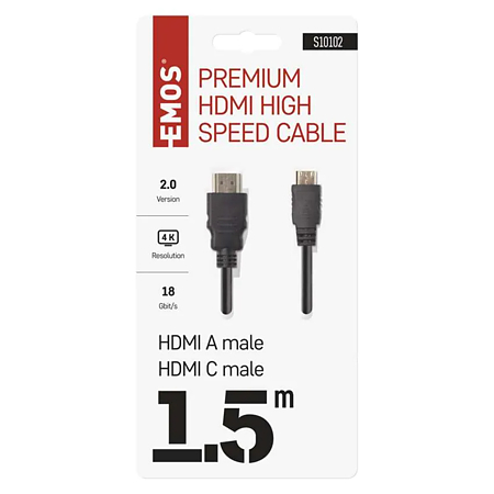Cablu HDMI/Ethernet 2.0 de mare viteza Emos, A/M la A/M, 1.5 m
