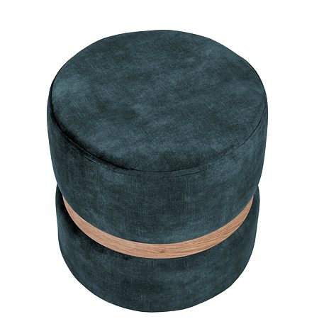 Taburet Ring, inel stejar, stofa turcoaz inchis P13, rotund, 38 x 38 x 40 cm