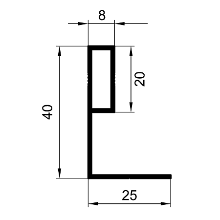 Profil pentru maner din aluminiu Tip L1, 3 m