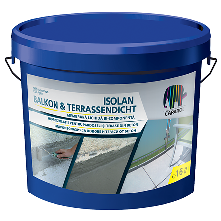 Hidroizolatie Caparol Isolan Balkon & Terrassendicht, bicomponenta, gri, 16 kg