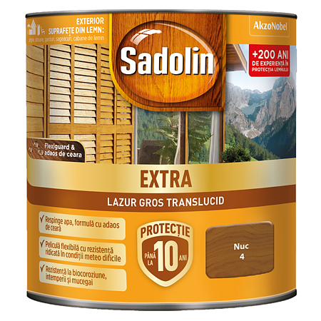 Lazura pentru lemn, Sadolin Extra, nuc, exterior, 0.75 l