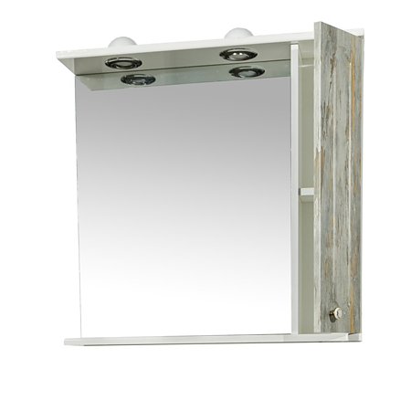 Oglinda cu dulap Sanitop Rustik Antik, MDF/PAL, alb patinat, 700 x 720 x 185 mm