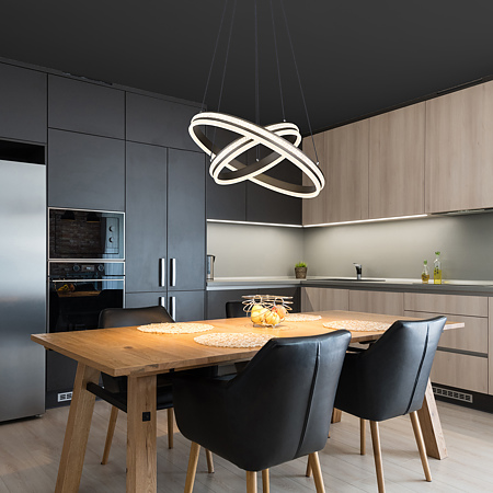 Lustra Globo Grouni, metal/aluminiu, LED 60 W, gri, diametru 600 mm, inaltime 1200 mm