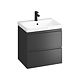 Mobilier baie Cersanit Moduo, baza cu lavoar, MDF, suspendat, 2 sertare, antracit/alb, 60 x 45 x 62 cm