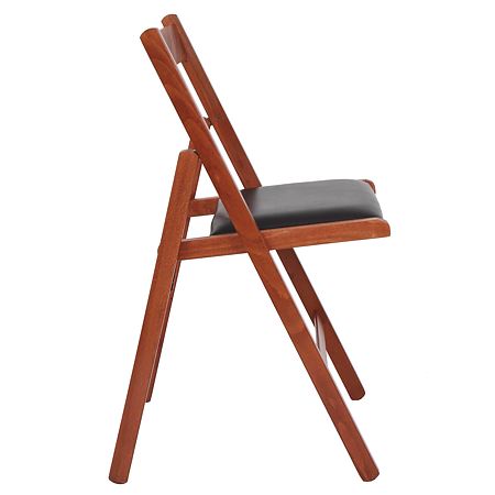 Scaun pliabil lemn Basic, cires-wenge, sezut piele ecologica, 79 x 42 cm