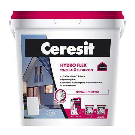 Tencuiala decorativa cu silicon Ceresit Hydro Flex, aspect praf de piatra, granulatie 1.5 mm, interior/exterior, Colorado6, 25 kg