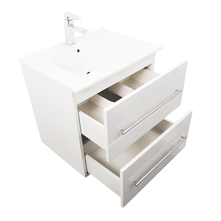 Set mobilier suspendat baie Badenmob Seria 054, baza + lavoar + oglinda, alb