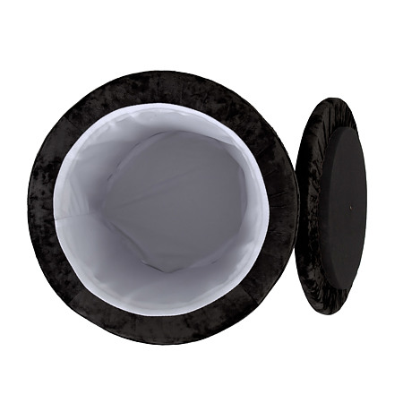 Taburet Nadia, catifea negra E01, cu spatiu depozitare, rotund, 37 x 37 x 42 cm Taburet Nadia, catifea negra E01, cu spatiu depozitare, rotund, 37 x 37 x 42 cm