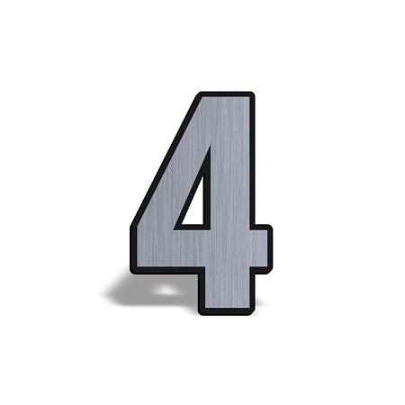 Numar usa/poarta "4", ABS, argintiu, 3.5 x 5.5 cm 