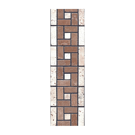 Border travertin pe plasa, aspect antichizat, AC2, multicolor, 30.5 x 7.5 x 1 cm