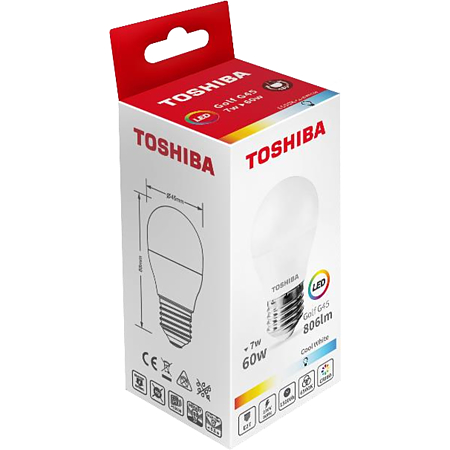 Bec LED Toshiba G45, E27, 7 W, 806 lm, lumina rece 6500 K