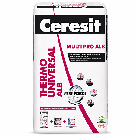 Adeziv universal termosisteme Ceresit Thermo Universal, alb, interior/exterior, 25 kg