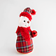 Decoratiune iarna urs, rosu cadrilat, 18 cm Decoratiune iarna urs, rosu cadrilat, 18 cm