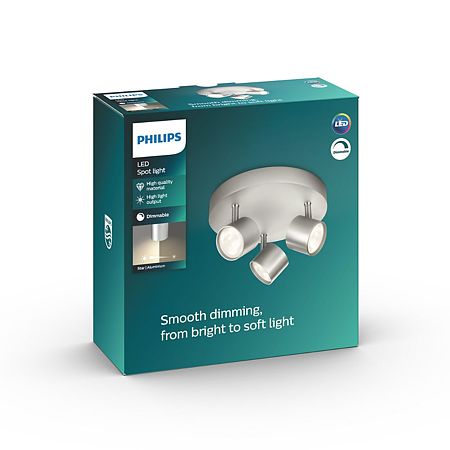 Plafoniera Philips star plat/spiral aluminium 3X4,5W
