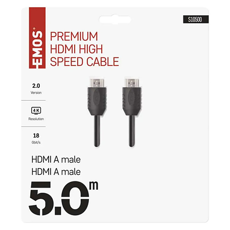Cablu HDMI/Ethernet de mare viteza Emos, tata - tata, 5 m