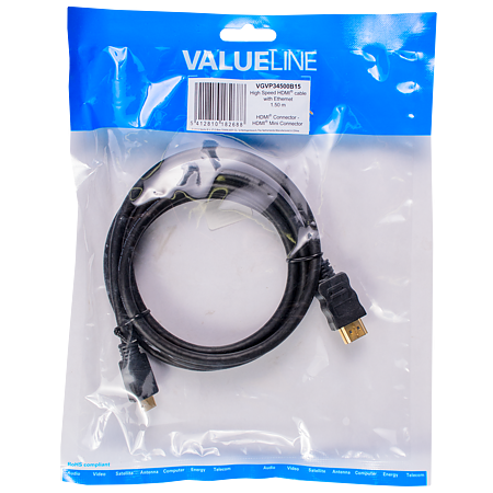 Cablu HDMI de mare viteza Valueline, conector HDMI Ethernet, 1,5 m
