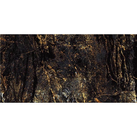 Gresie portelanata exterior/interior Mirage Gold, rectificata, negru si auriu, 60 x 120 cm
