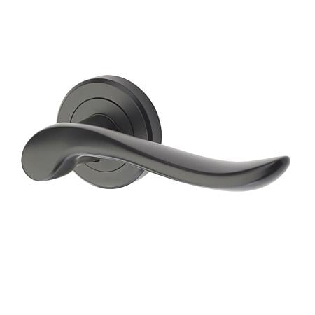 Maner usa interior cu rozeta rotunda Yale Eagle, zinc, negru mat, 121 x 23 x 62  mm