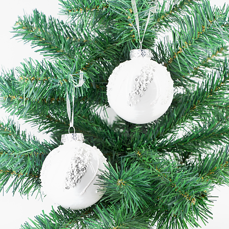 Glob decorativ de Craciun lux cu margele, plastic, 8 cm