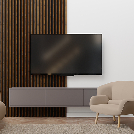 Panou decorativ Linea Slim, 3 lamele, MDF, maro alun/negru, interior, 265 x 15 cm