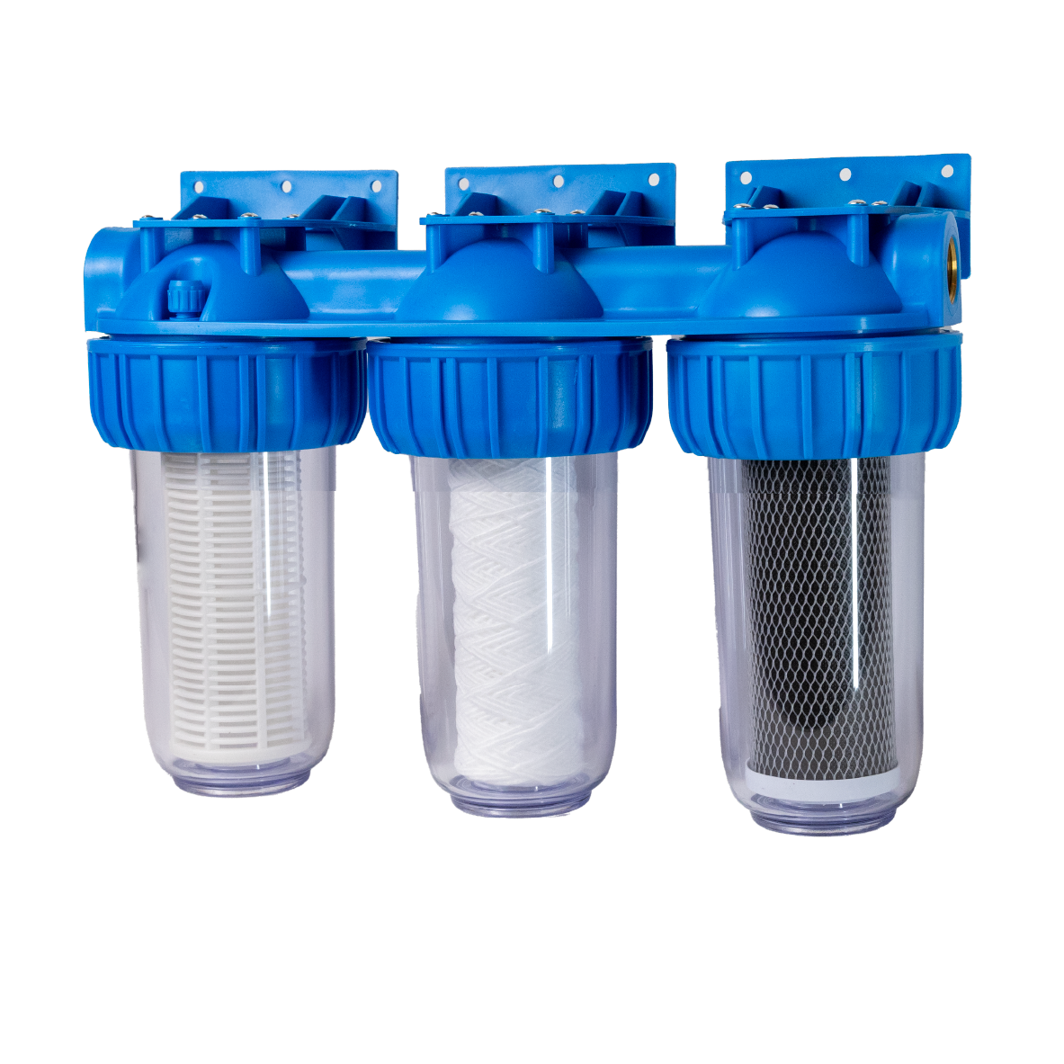 Filtru triplex de apa, carbune + polipropilena + sita, 7 cu 1 in linie