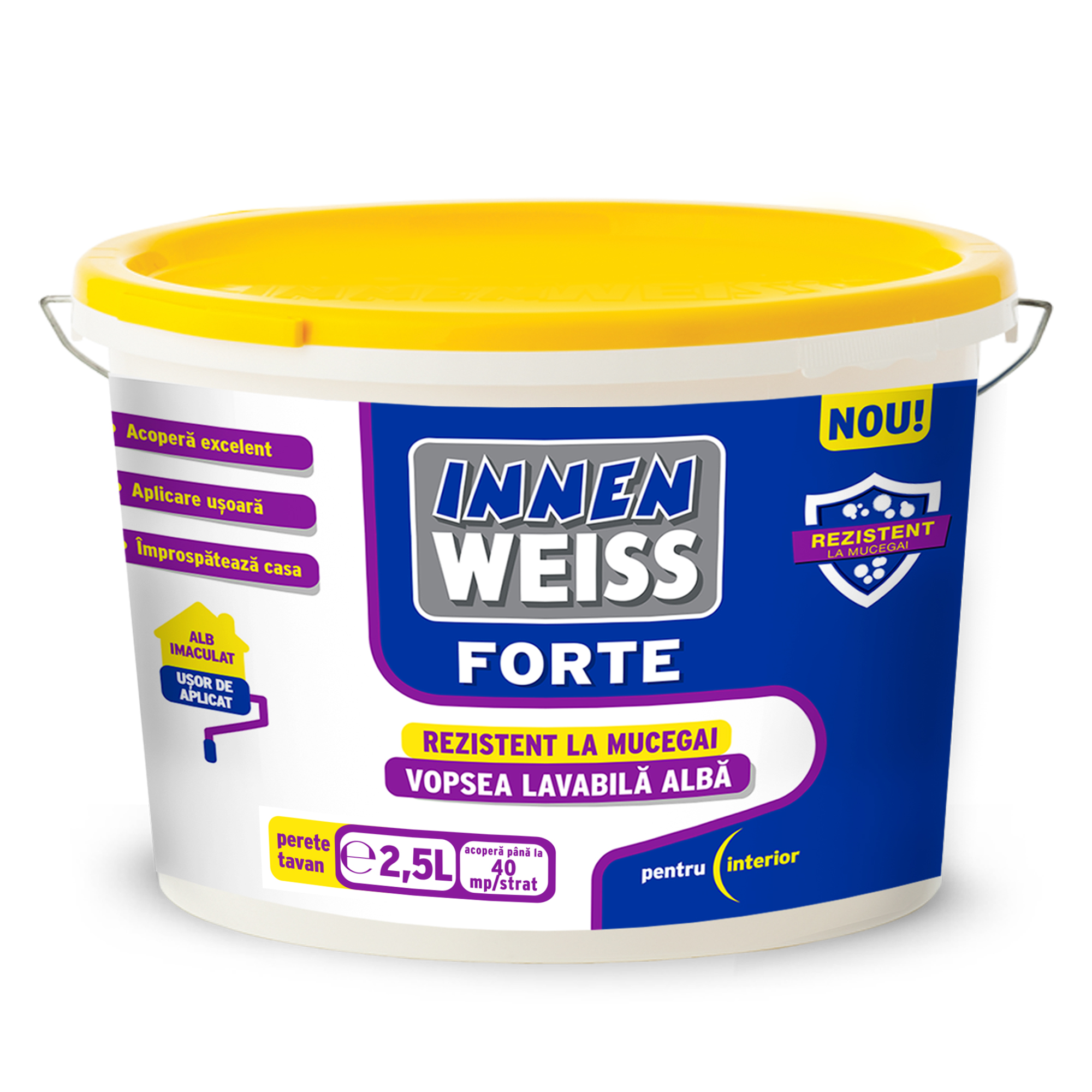 Vopsea lavabila alba pentru interior Innenweiss Forte, 2.5 l 2.5