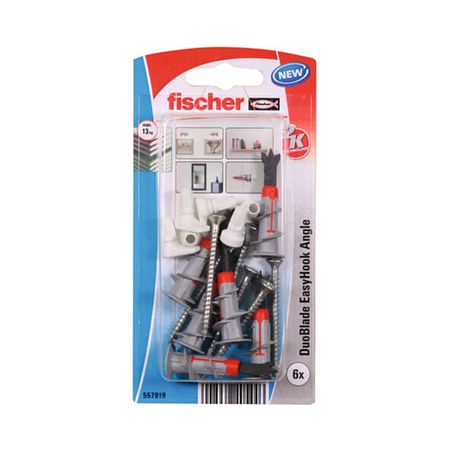 Diblu Fischer Duopower Easyhook, rosu, 6 x 44 mm, 2 bucati