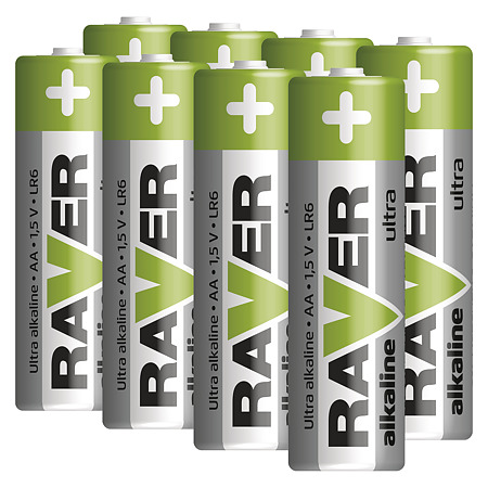 Baterii ultra alcaline Raver, AA RUA LR6-S8, 1.5 V, 8 buc