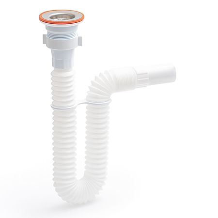 Sifon flexibil pentru chiuveta TE-MA, polipropilena/inox, alb, 1/2", evacuare 32 mm, 400-800 mm