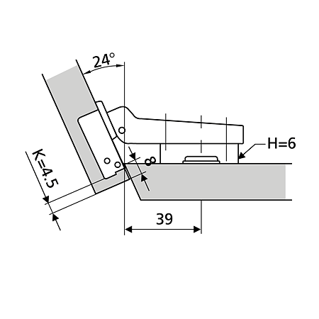 Balama mobilier colt, FGV MSlide-On, otel, crom, 25°