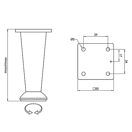 Picior conic cromat H=100 mm Picior conic cromat H=100 mm