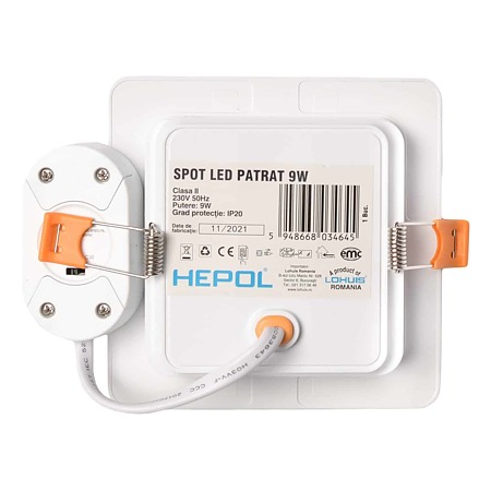 Spot LED incastrat Hepol, temperatura ajustabila, 9 W, alb 