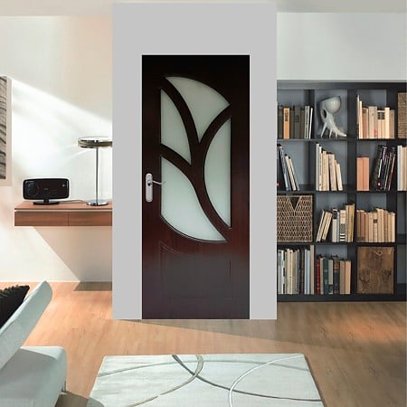 Usa interior celulara cu geam Pamate M044, reversibila, MDF, wenge, toc fix, 200 x 80 x 3.5 cm
