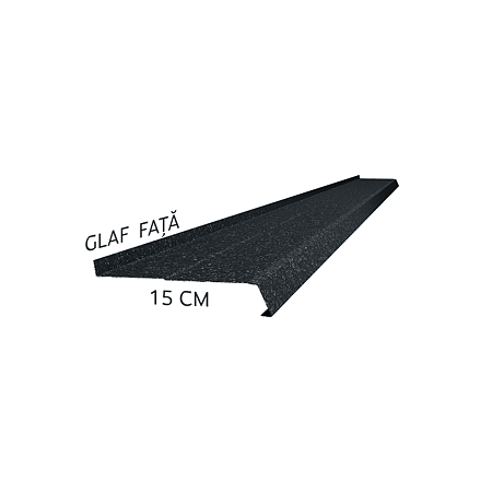 Glaf metalic exterior Caretta Briliant Z150, otel, gri, RAL 7016, 3000 x 150 mm
